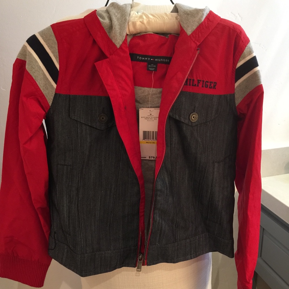 Boys Tommy Hilfiger jacket - red and blue jean